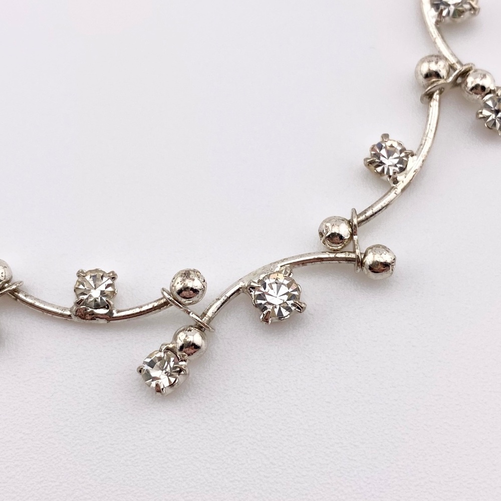 VTG Monet Silver Tone Rhinestone Bracelet - Picture 3 of 5